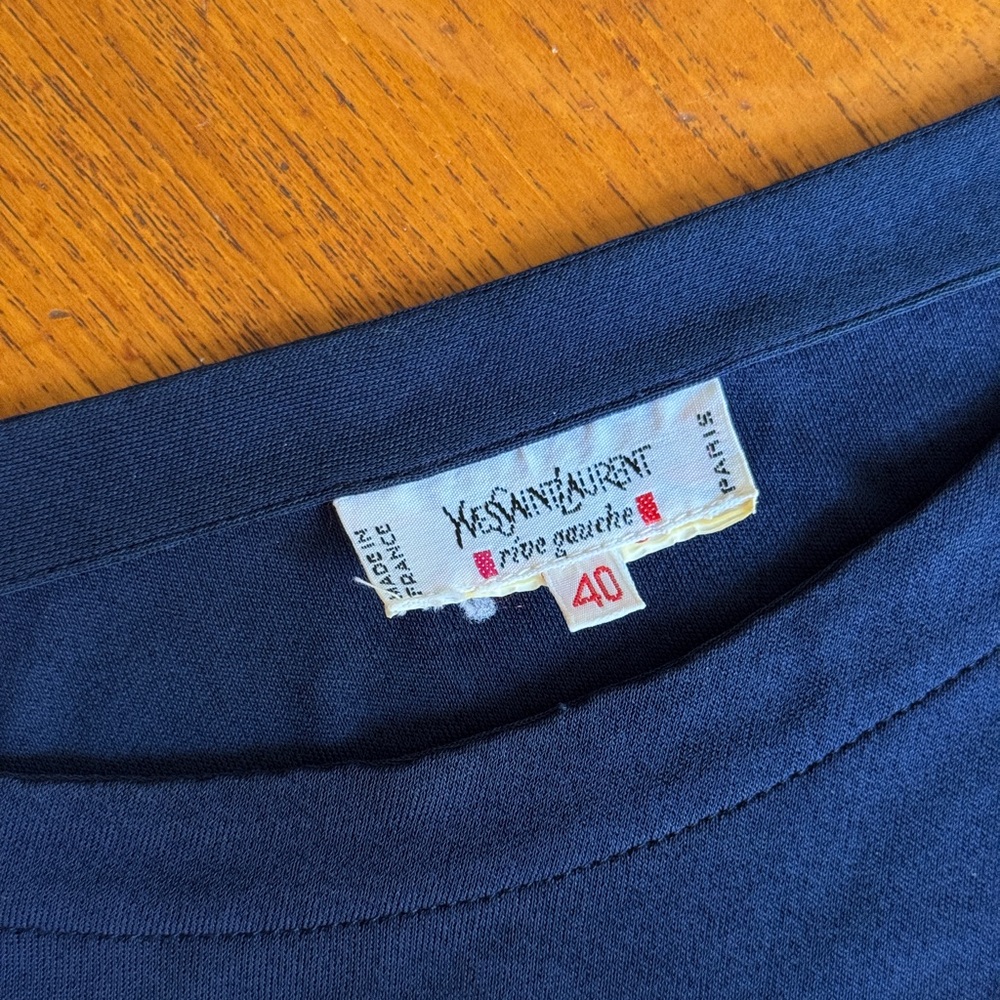 Yves Saint Laurent Rive Gauche Navy Draped Sweater, S-M